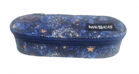 Rechizite școlare - Penar tubular Mesco, Stars, Albastru, 22x10x6 cm