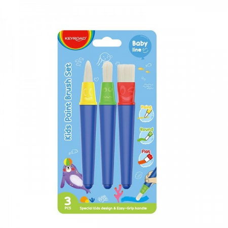 Pensule - Pensula Baby line, varf rotund, lat, pentru copii, set 3 buc