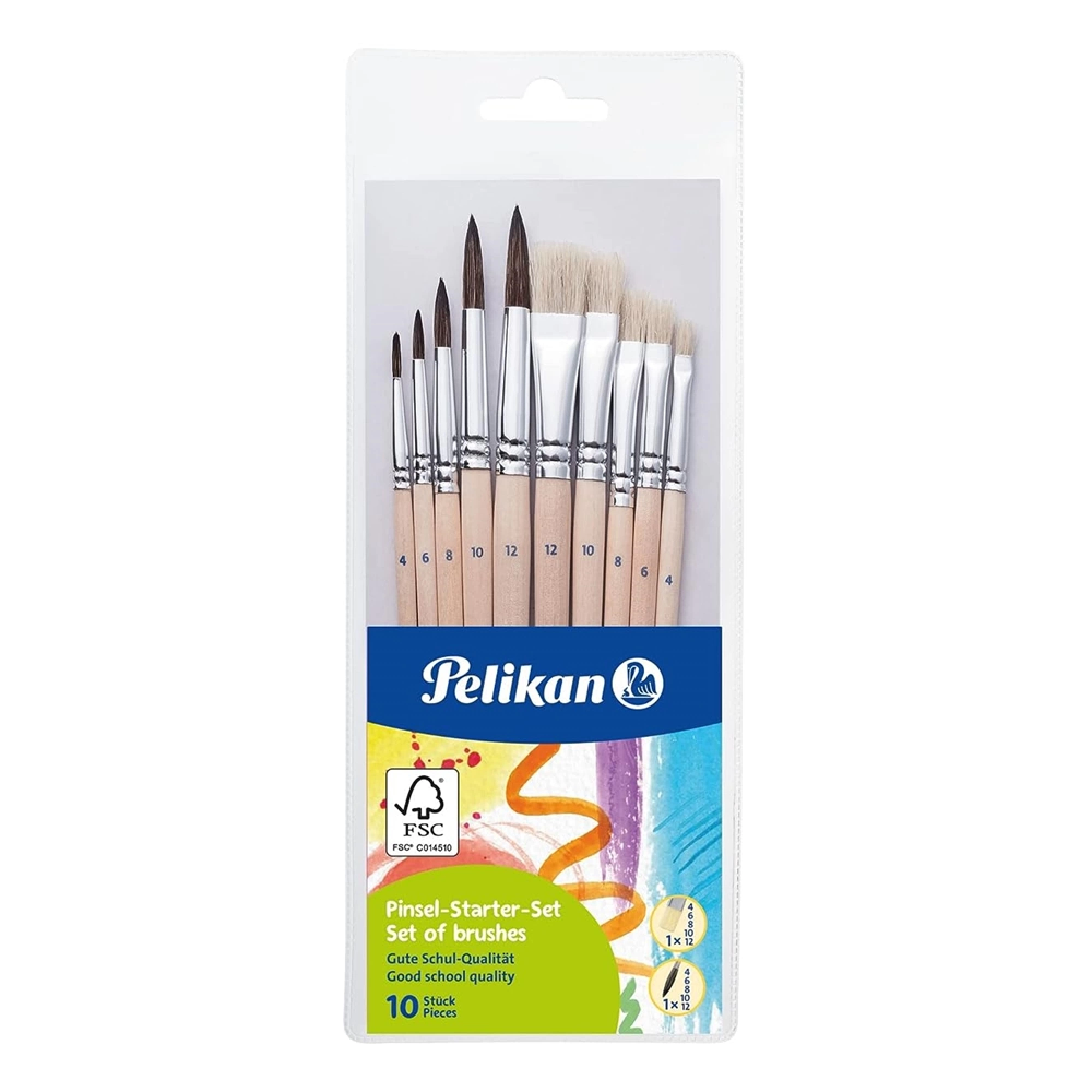 Rechizite școlare - Pensule pentru incepatori PELIKAN, 10 buc/set