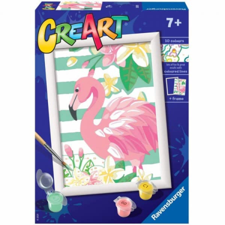Coloreaza, picteaza si modeleaza - Pictura pe numere, Flamingo