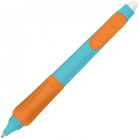 Reduceri - Pix cu bila CNX Languo, cu mecanism, ergonomic, corp albastru, grip cauciucat orange, scris albastru