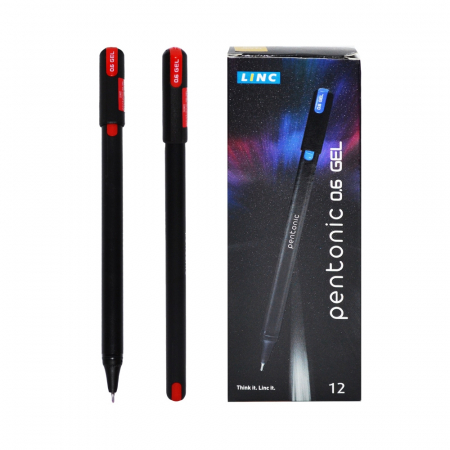 Instrumente de scris și corectură - Pix cu gel Linc Pentonic, mina rosie 856RED Red-Linc