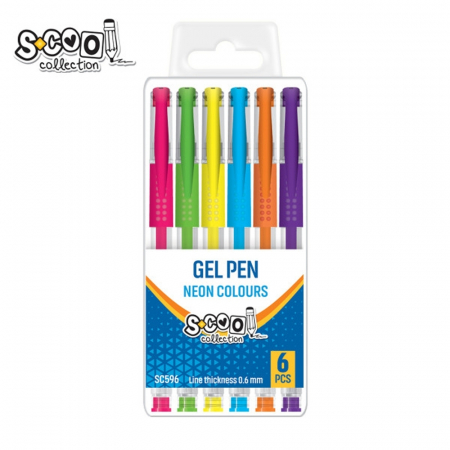 Pixuri cu gel - Pix cu gel, neon, 6 buc/cutie