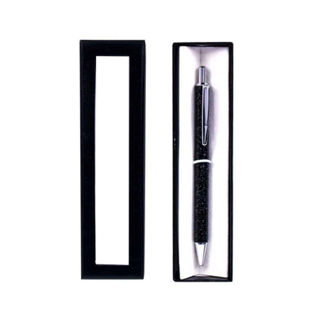 Seturi premium de scris - Pix metal sidefat negru in cutie cadou, cu mecanism