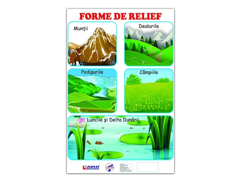 Planse didactice - Plansa Forme de Relief A4
