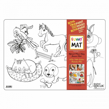 Produse Noi - Plansa Funny Mat cu 1 set creta si creioane - Animale Domestice