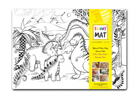 Produse Noi - Plansa Funny Mat cu 1 set creta si creioane - Dinozauri