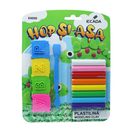 Plastilină și accesorii - Plastilina 8 culori cu forme ECADA