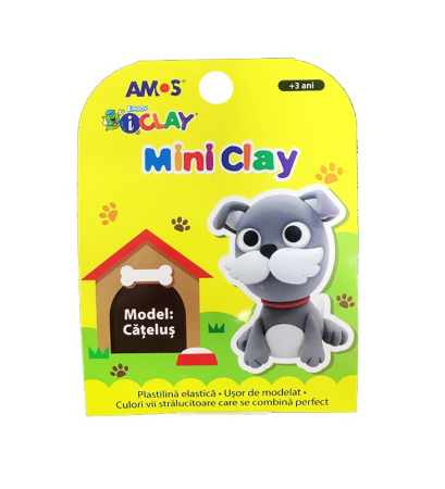 Plastilină și accesorii - Plastilina iClay MiniClay Amos, model Catelus, 30 g, 4 culori/cutie