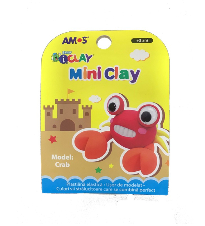 Plastilină și accesorii - Plastilina iClay MiniClay Amos, model Crab, 30 g, 4 culori/cutie
