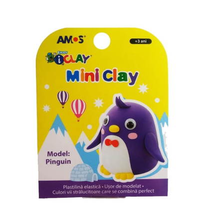 Plastilină și accesorii - Plastilina iClay MiniClay Amos model Pinguin