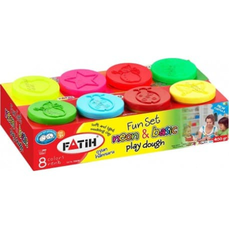 Plastilină și accesorii - Plastilina usoara Modeling Dough Basic + Neon 8x50g