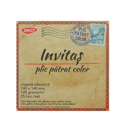 Plicuri - Plic Patrat Invitas DACO 25 buc/set, Argintiu