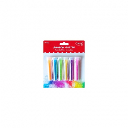 Reduceri - Pudra glitter set 6 curcubeu DACO