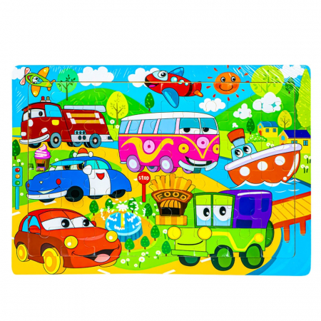 Puzzle - Puzzle din lemn, Masini