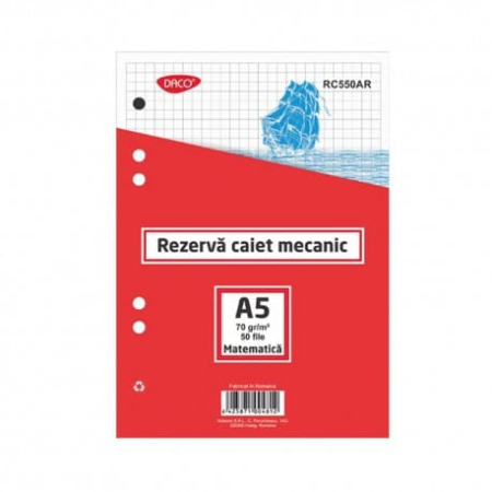 Caiete Mecanice și rezerve - Rezerva caiet mecanic A5 50file Matematica