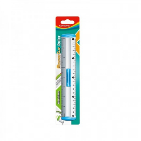 Rigla Keyroad, 20cm, aluminiu, diverse culori, cu suport creion [1]