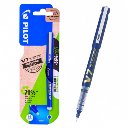 Instrumente de scris și corectură - Roller V7 Hi-Tecpoint, 0,7mm, albastru