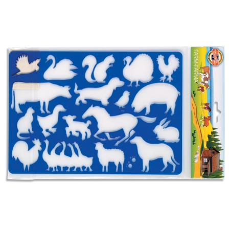 Rigle, șabloane și teuri - Sablon Animale Ferma, 26,5x18,5 cm - Koh-I-Noor