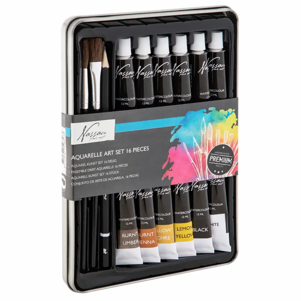 Acuarele - Set 16 piese Creative Craft, culori acuarela in cutie de metal