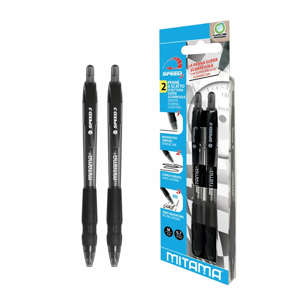 Pixuri cu gel - Set 2 pixuri cu gel Mitama, varf 0.7, scriere neagra