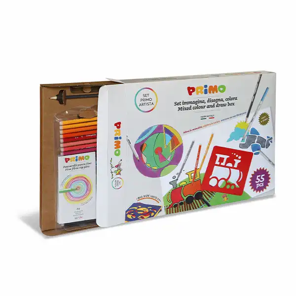 Reduceri - Set 24 creioane colorate, 24 carioci, 6 sabloane, 1 creion HB