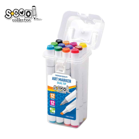 Reduceri - Set Markere Cu 2 Capete, 3-6mm, 12 cul/set - S-COOL