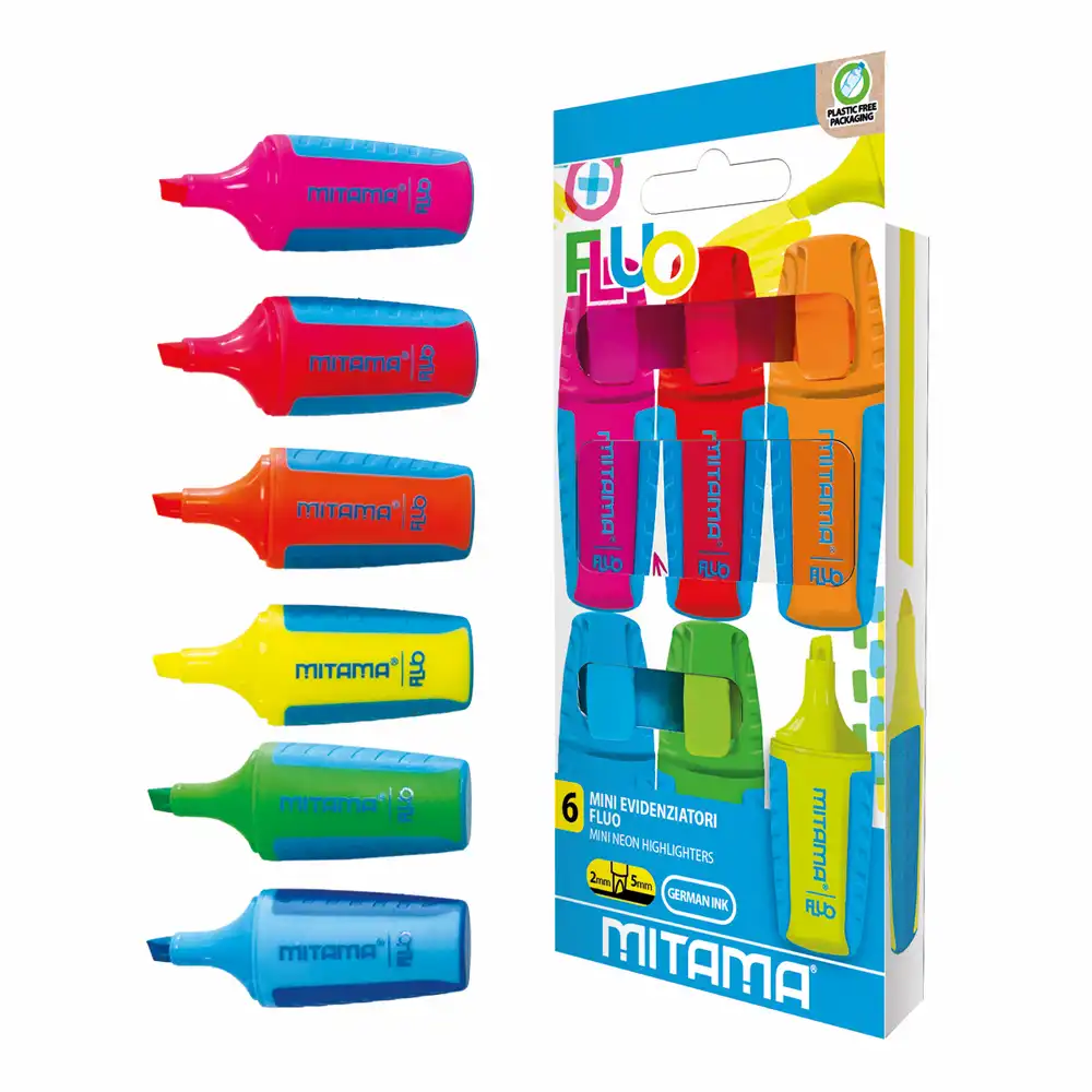 Reduceri - Set mini textmarkere Mitama, culori Fluo, 6 bucati