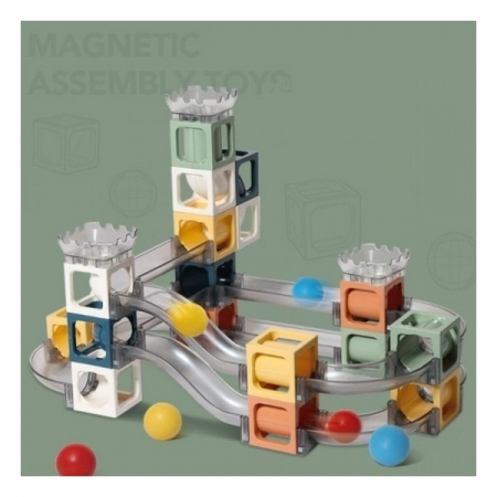 Set Piese Magnetice De Constructie, Cu Tobogane Si Bile [1]