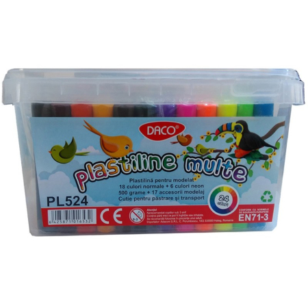 Plastilină și accesorii - Set Plastilina 24 culori cu forme Plastiline Multe