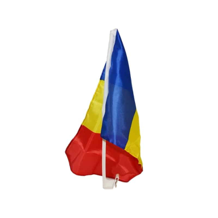 Steaguri si Tricolor România/UE - Steag Auto, Cu Suport Plastic, Romania, 30x45 Cm