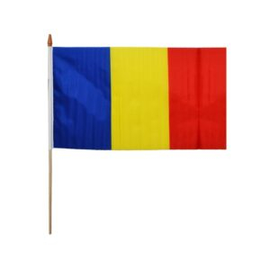 Steaguri si Tricolor România/UE - Steag panza de mana cu suport de lemn, Romania, 30×45 cm