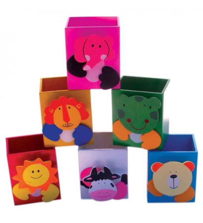 Suporturi documente, organizatoare și coșuri birou - Suport scolar instrumente de scris din lemn, vietati diverse