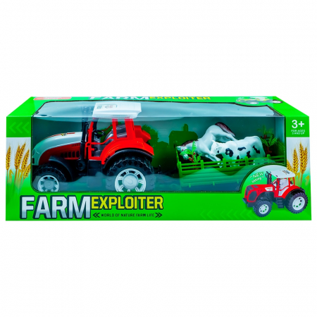 Jocuri și jucării - Tractor cu frictiune si remorca pentru animale