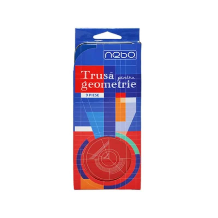 Instrumente și truse de geometrie - Trusa geometrie cutie metal 9 piese - NEBO