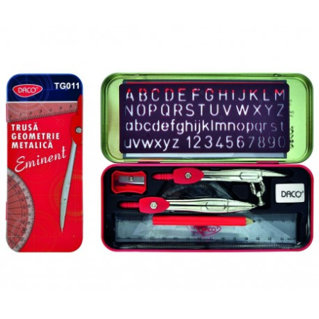 Instrumente și truse de geometrie - Trusa geometrie metalica Daco TG011