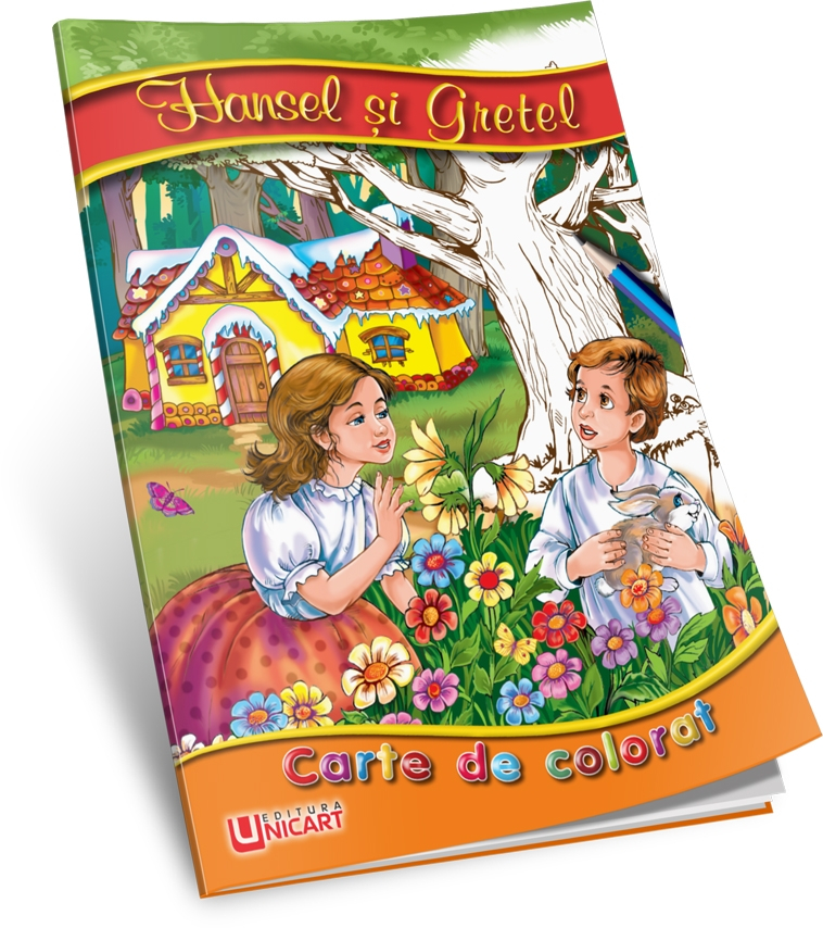 Carte de colorat Hansel si Gretel pentru copii mici