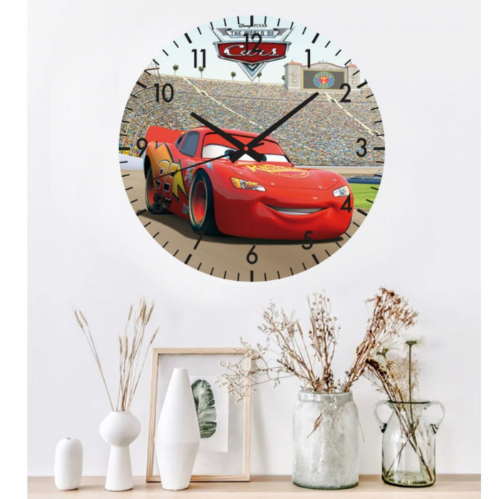 Ceas de perete pentru baieti, FULGER MCQUEEN, diametru 30 cm [2]