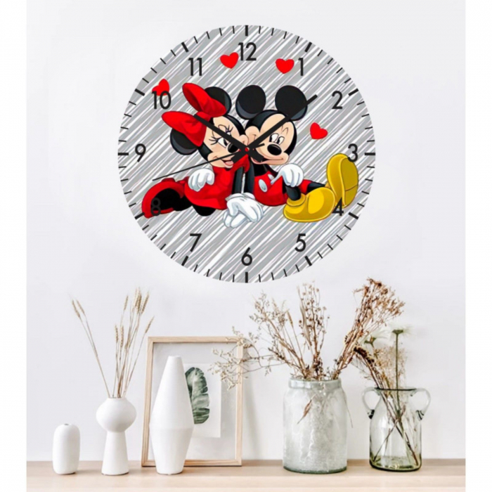 Ceas pentru copii, MINNIE si MICKEY MOUSE, diametru 30 cm [2]