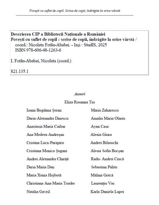 Povesti cu suflet de copil. Scrise de copii, indragite la orice varsta, coordonator Nicoleta Fotau-Ababei [2]