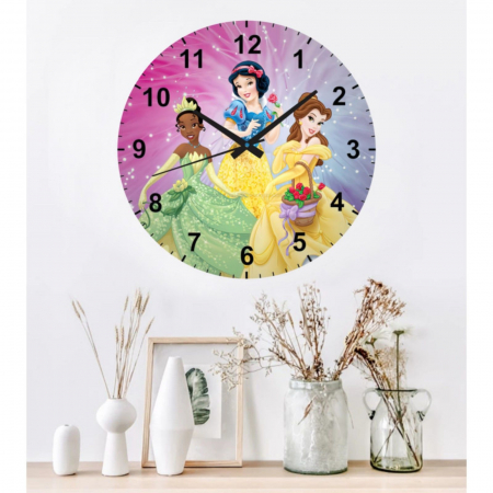 Ceas de perete pentru fetite, model printese, diametru 30 cm [1]
