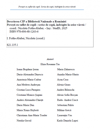 Povesti cu suflet de copil. Scrise de copii, indragite la orice varsta, coordonator Nicoleta Fotau-Ababei [1]