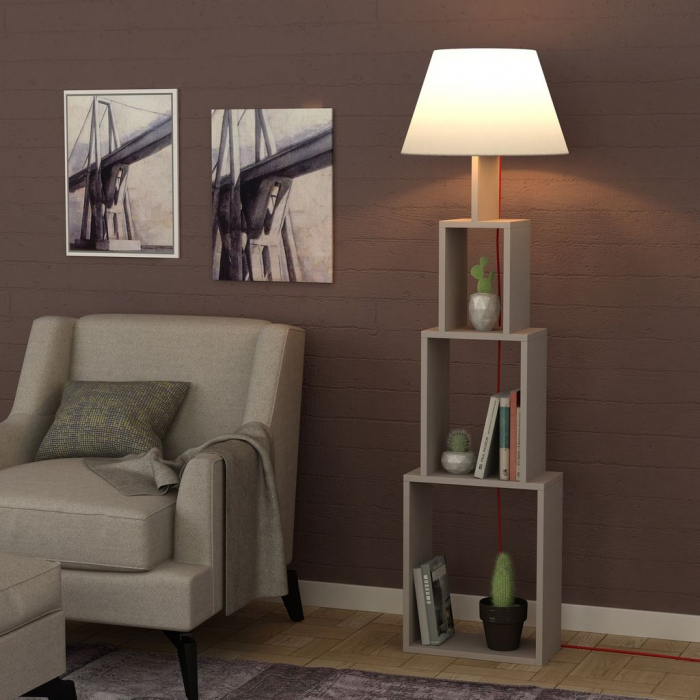 Lampadar cu etajeră TOWER, light mocha/ light brown [2]