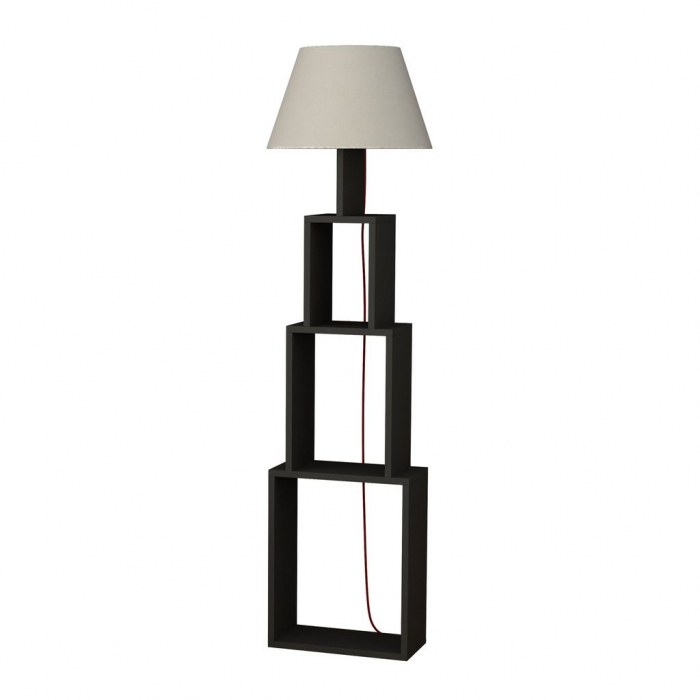 Lampadar cu etajeră TOWER, antracit/ light brown [1]
