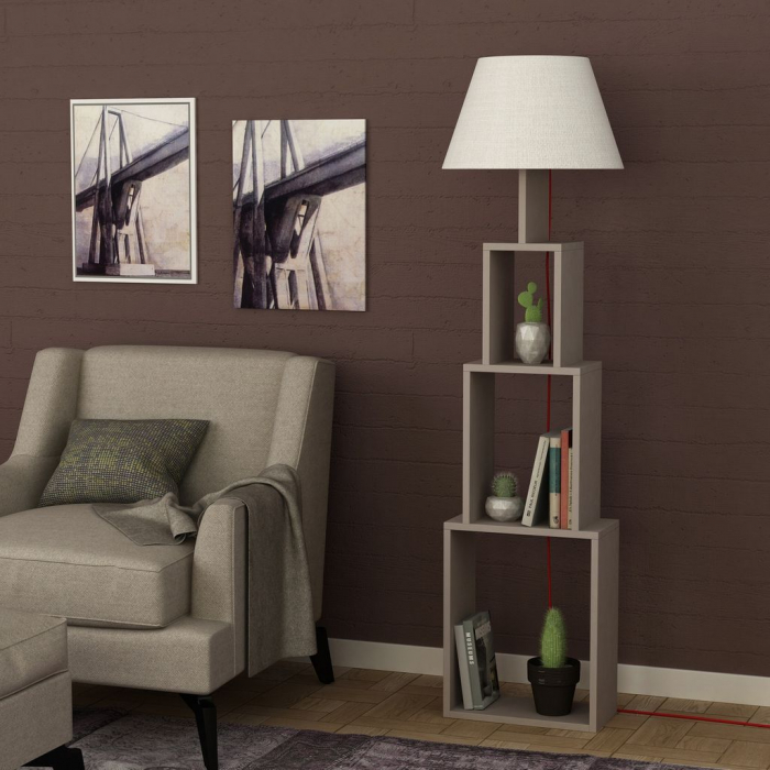 Lampadar cu etajeră TOWER, light mocha/ light brown [1]
