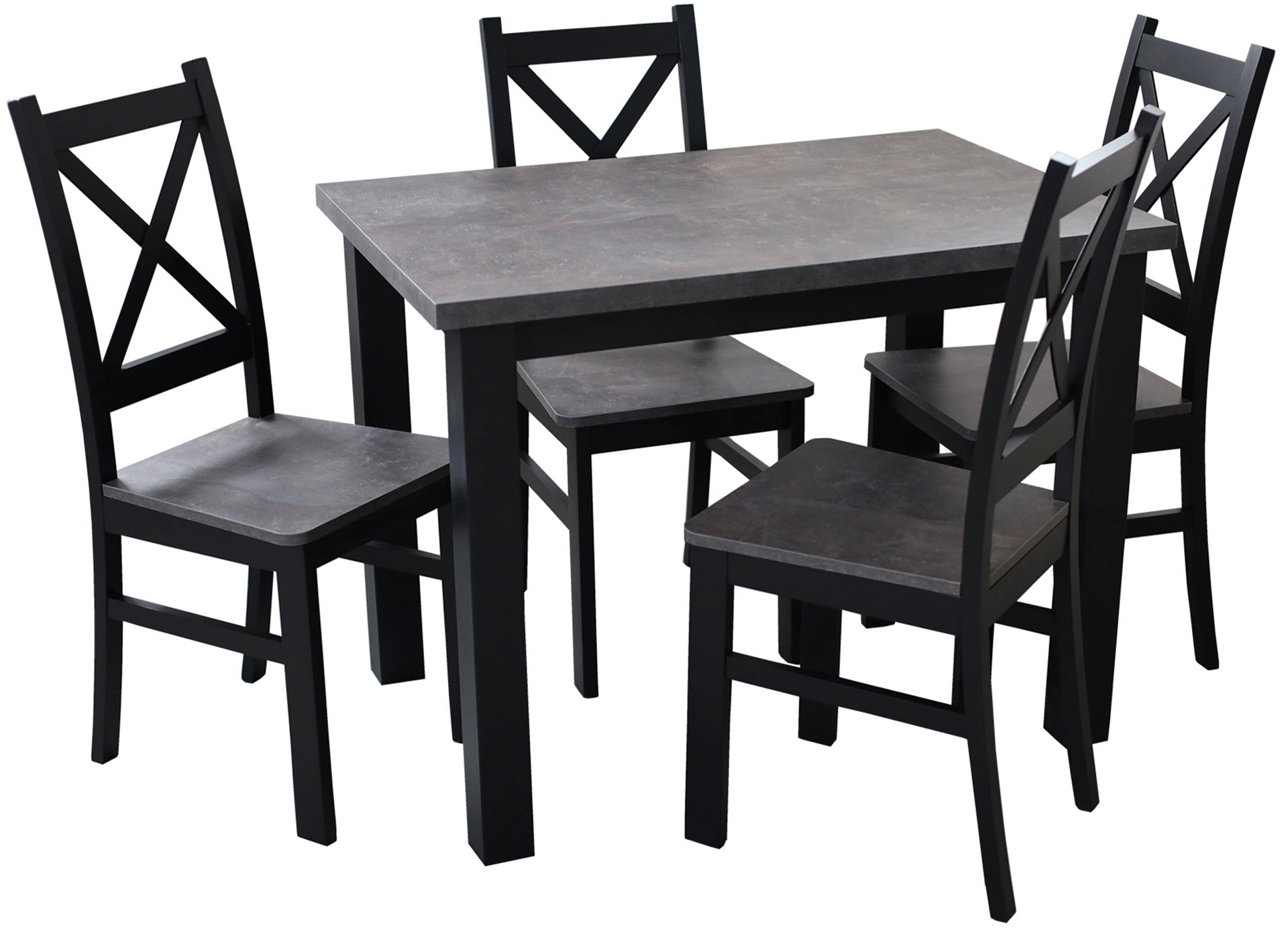 Set masa extensibila cu 4 scauneM001-4 Negru/Beton [2]