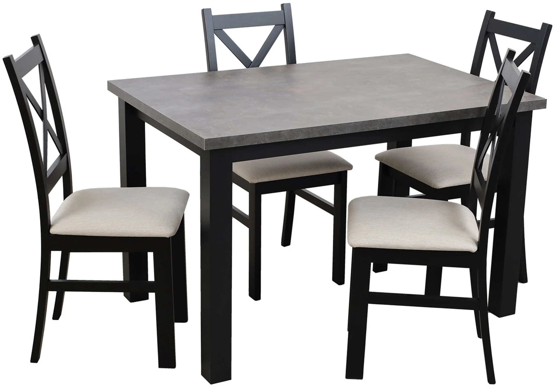 Set masa extensibila cu 4 scaune M006-4 Negru/Beton [1]