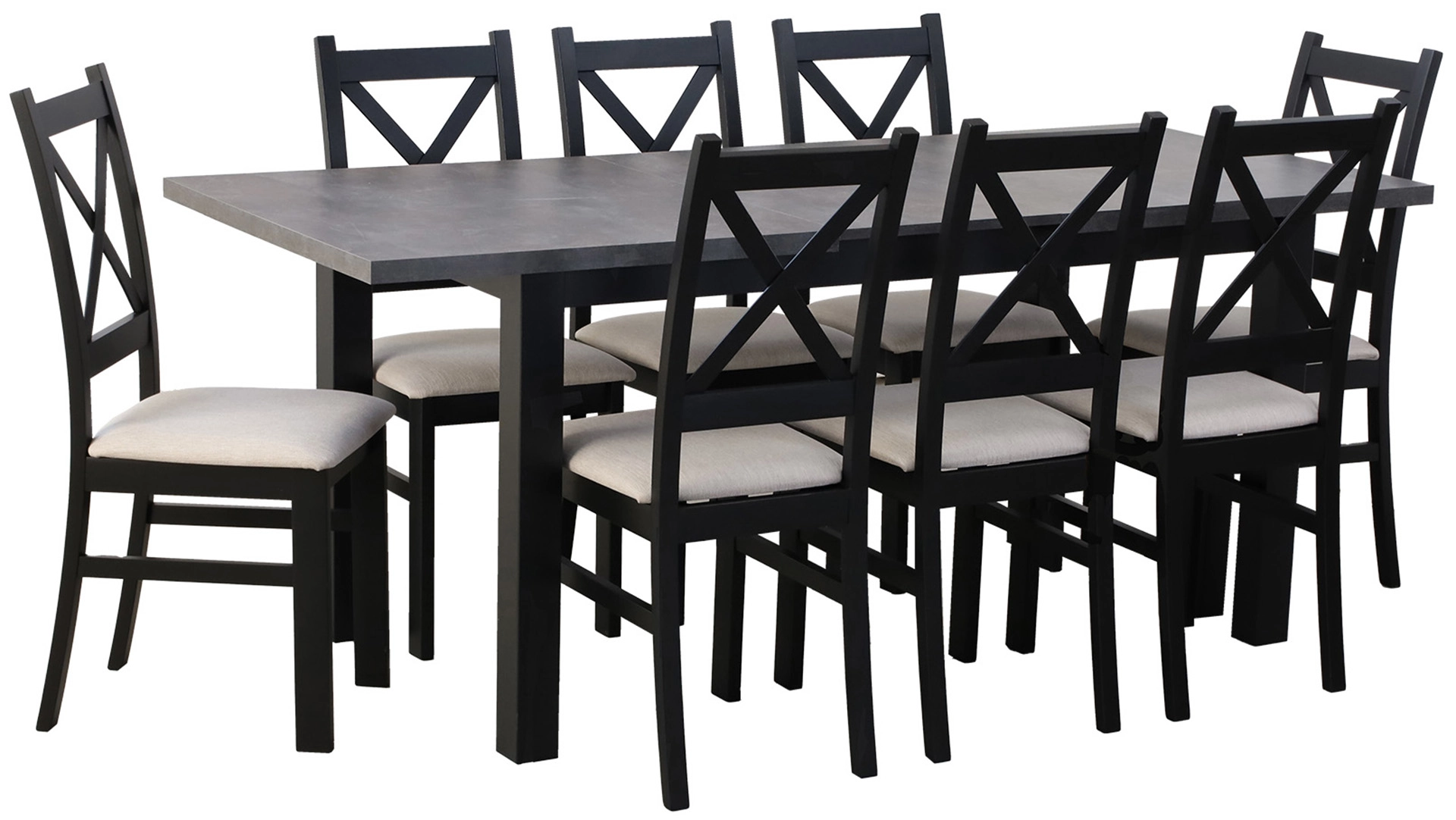 Set masa extensibila cu 4 scaune M006-4 Negru/Beton [4]