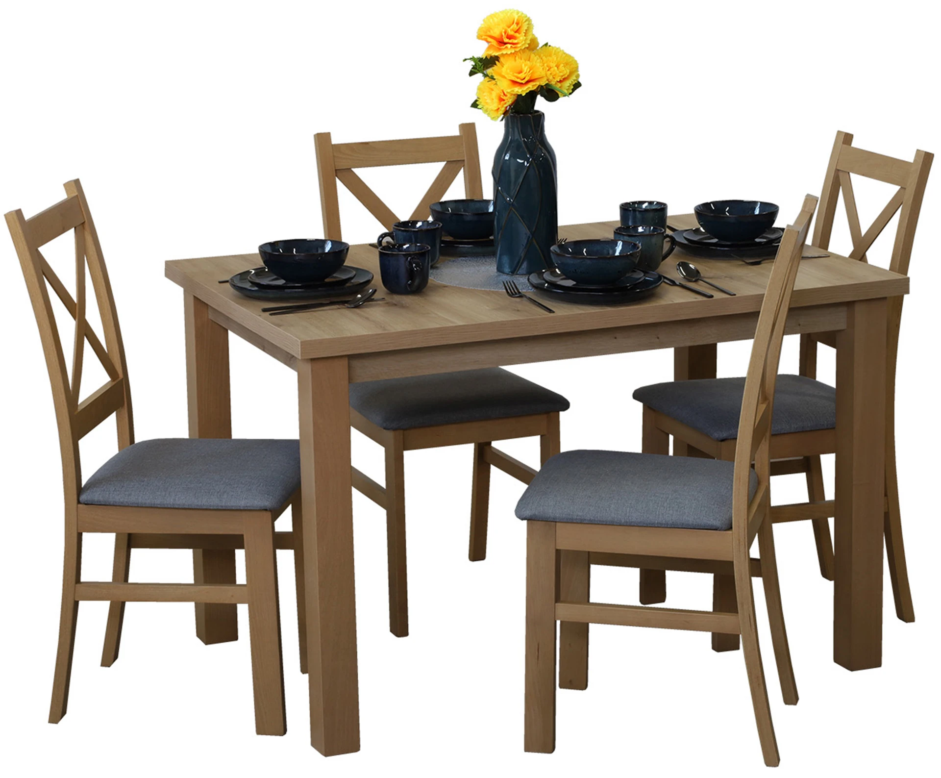 Set masa extensibila cu 4 scaune M009-4 Artisan Stejar [1]