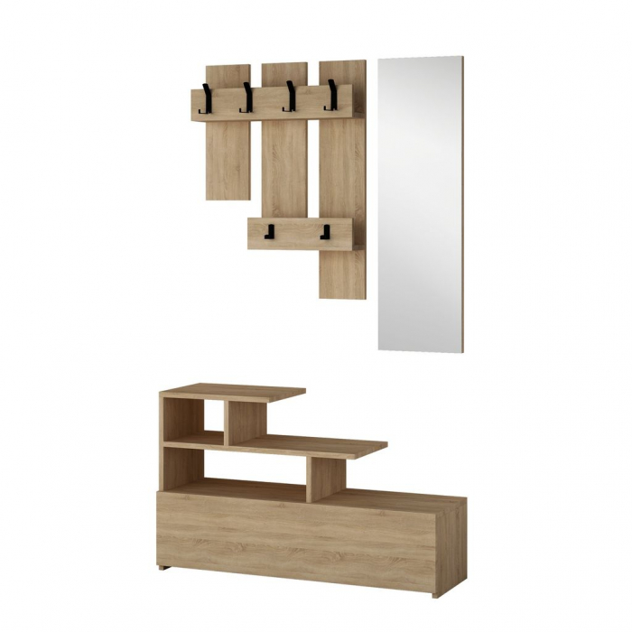 Set pantofar cu oglindă și cuier VESTY, oak [3]